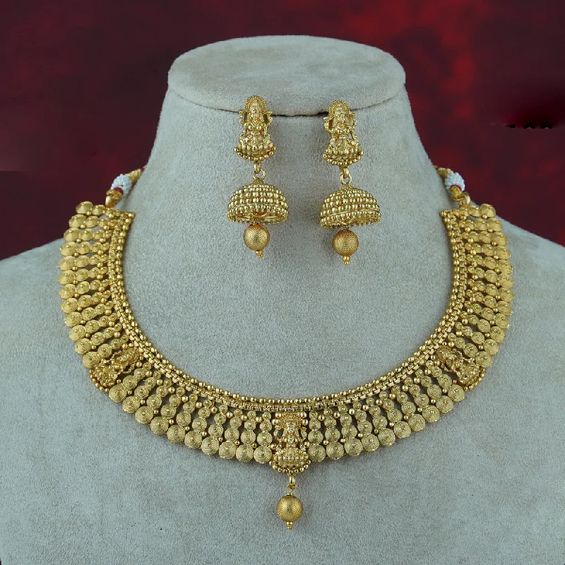 Women’s luxury pearl necklaces-Diksha Collection Gold Plated Temple Necklace Set