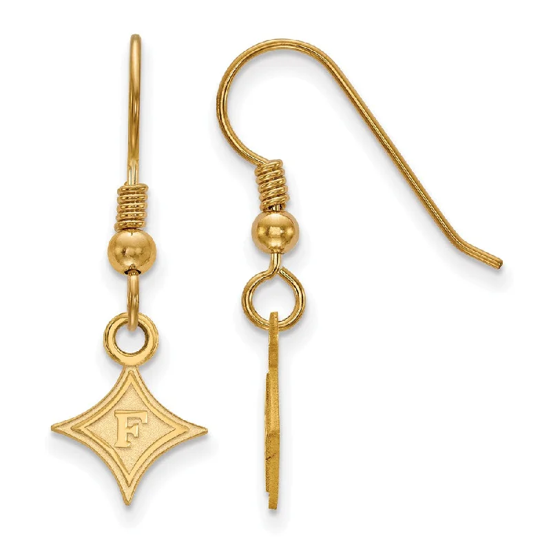 Women’s pearl dangling earrings-14k Gold Plated Silver Furman Univ. XS (Tiny) Dangle Earrings