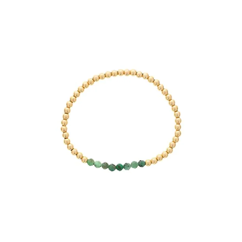 Women’s gemstone bracelets-Gold Filled Emerald Bead Stretch Bracelet by Dee Berkley