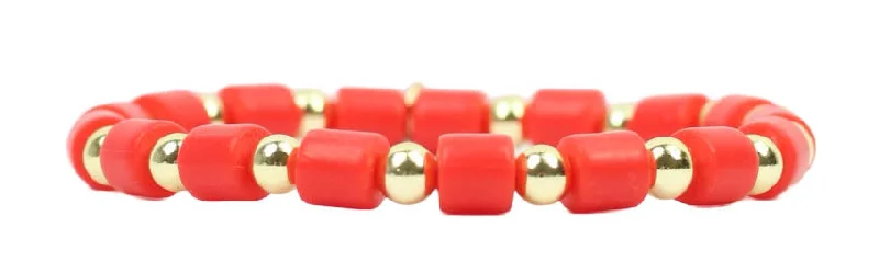 Women’s round bangles-Stacker Stretch Bracelet - Red Hot