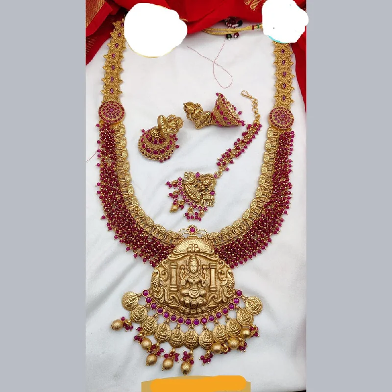 Women’s ethnic necklaces-Jewel Addiction Gold Plated Long Temple Necklace Set