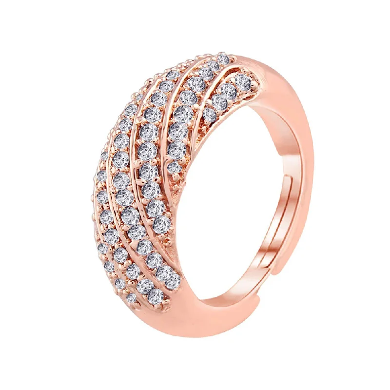 Women’s black diamond rings-Etnico Rose Gold-Plated Adjustable Ring (Women) - FL190RG