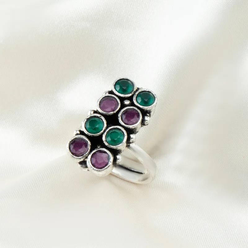 Women’s gothic rings-Nipura Multicolour Polki Statement Ring