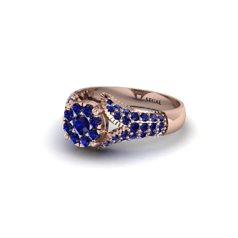 Women’s vintage-inspired engagement rings-Sapphire Floral Cluster Engagement Ring  - Penelope No. 74