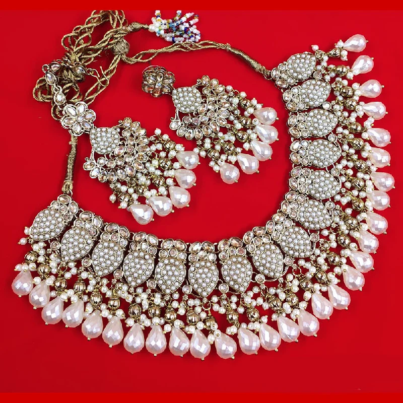 Women’s star necklaces-Akruti Collection Gold Plated Crystal Stone Pearls And Beads Necklace Set