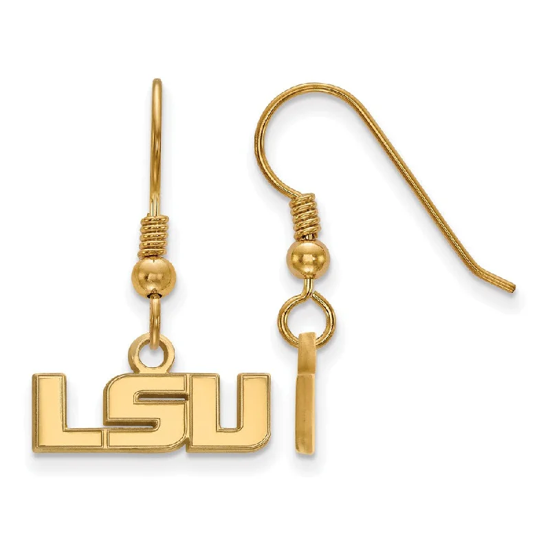 Women’s dangly earrings-14k Gold Plated Silver Louisiana State Univ. XS (Tiny) Dangle Earrings