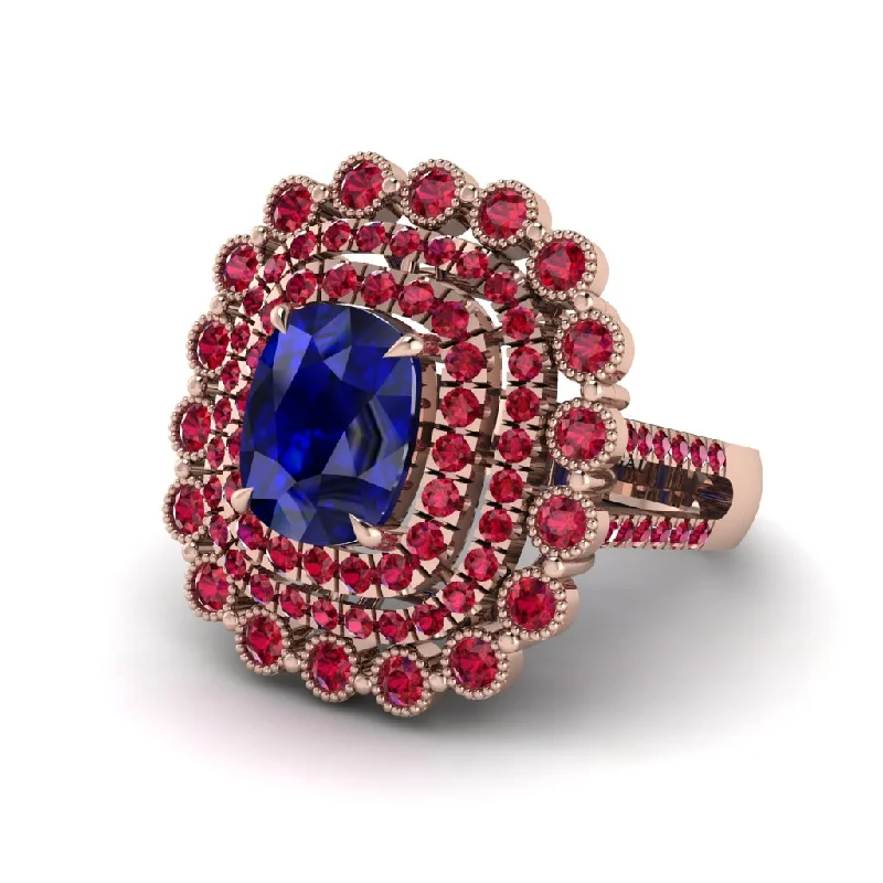 Women’s engagement rings with sapphires-Ruby Multi Halo Oval Engagement Ring - Caitlin No. 59