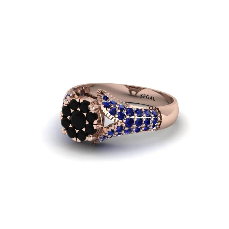 Women’s engagement rings with curved band-Sapphire Floral Cluster Engagement Ring  - Penelope No. 68