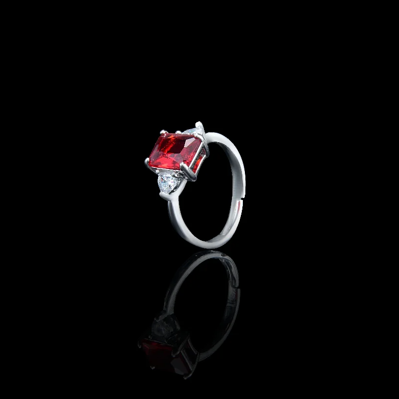 Women’s gemstone rings-Nipura Rosy Red Zircon Petal Ring