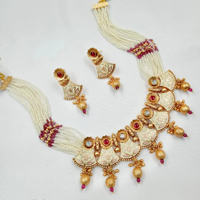 Women’s long necklaces-Padmawati Bangles Copper Gold Meenakari Necklace Set