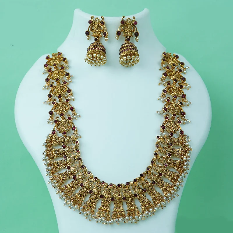 Women’s engagement necklaces-Diksha Collection Gold Plated Temple Necklace Set