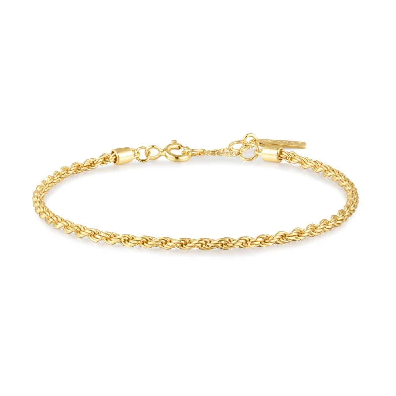 Women’s cuff bangles-Sterling Silver & 14K Yellow Gold Plated Twisted Rope Chain Bracelet by Ania Haie