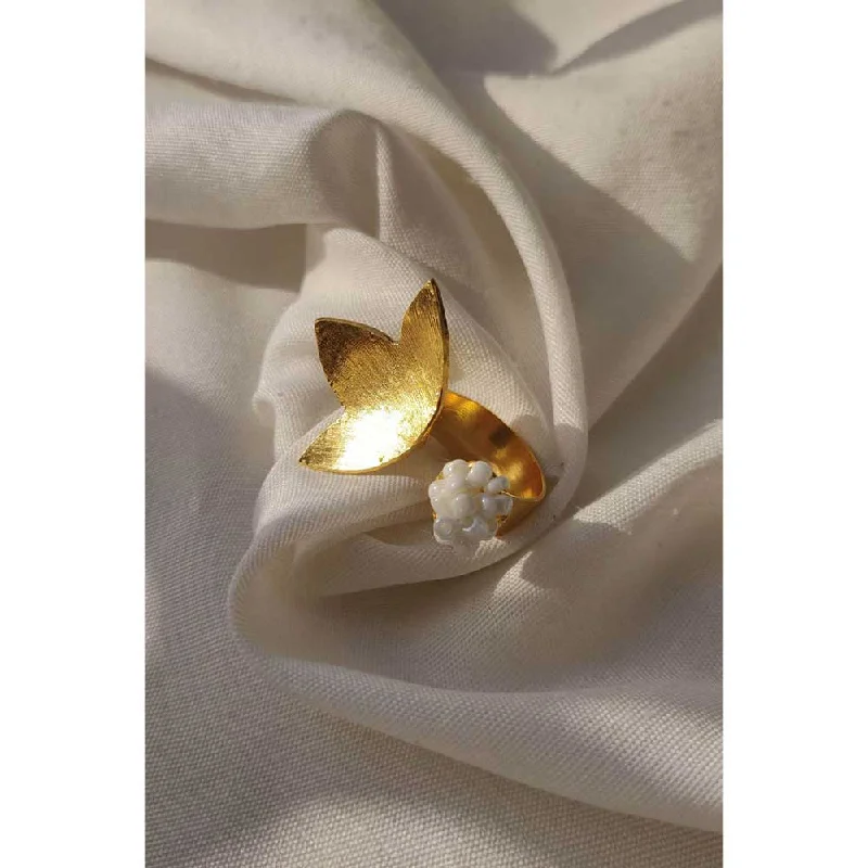 Women’s designer engagement rings-Aarjavee Gold Petal Ring