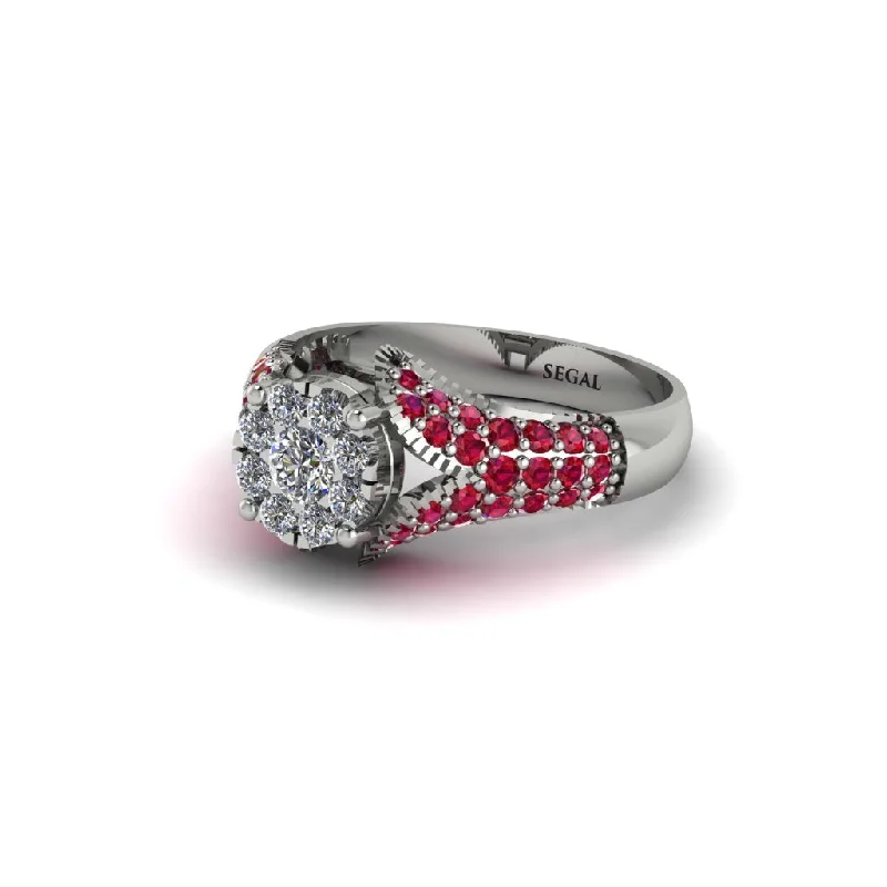 Women’s rose gold engagement rings-Ruby Floral Cluster Engagement Ring  - Penelope No. 48