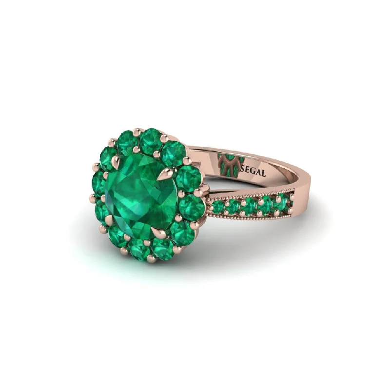 Women’s marquise engagement rings-Emerald Round Halo Engagement Ring - Unity No. 20