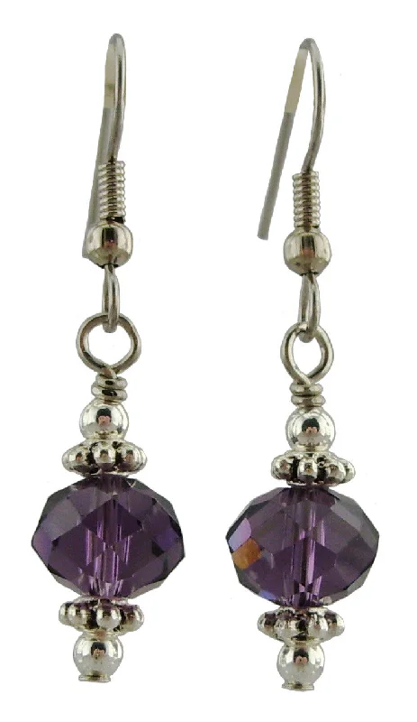 Women’s silver plated earrings-Purple Sparkle Earrings