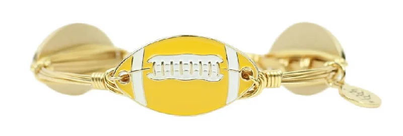 Women’s luxury leather bracelets-The Football Bangle Bracelet - Yellow