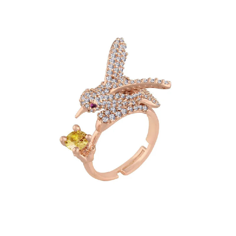 Women’s gold plated rings-Etnico Rose Gold-Plated Adjustable Ring (Women)