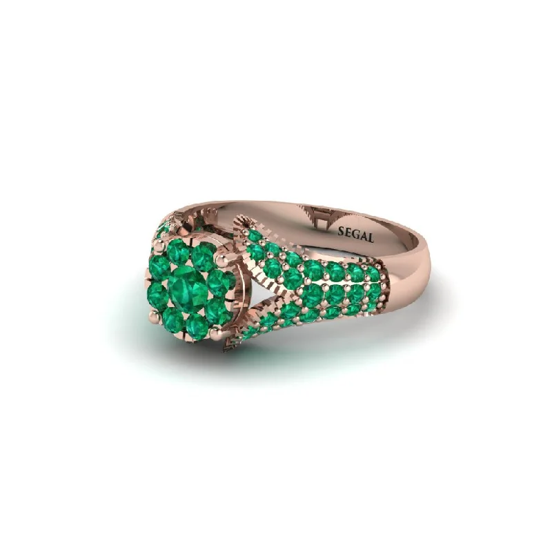 Women’s engagement rings with prong setting-Emerald Floral Cluster Engagement Ring  - Penelope No. 20