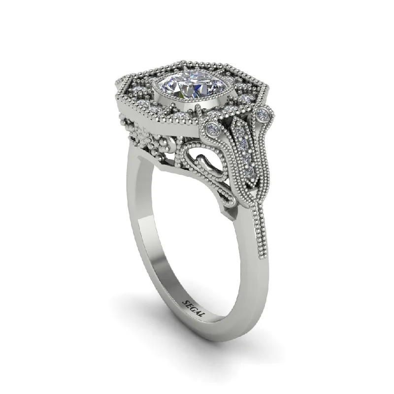 Women’s engagement rings with a vintage setting-Diamond Cushion Cut Art Deco Engagement Ring - Kristin No. 3