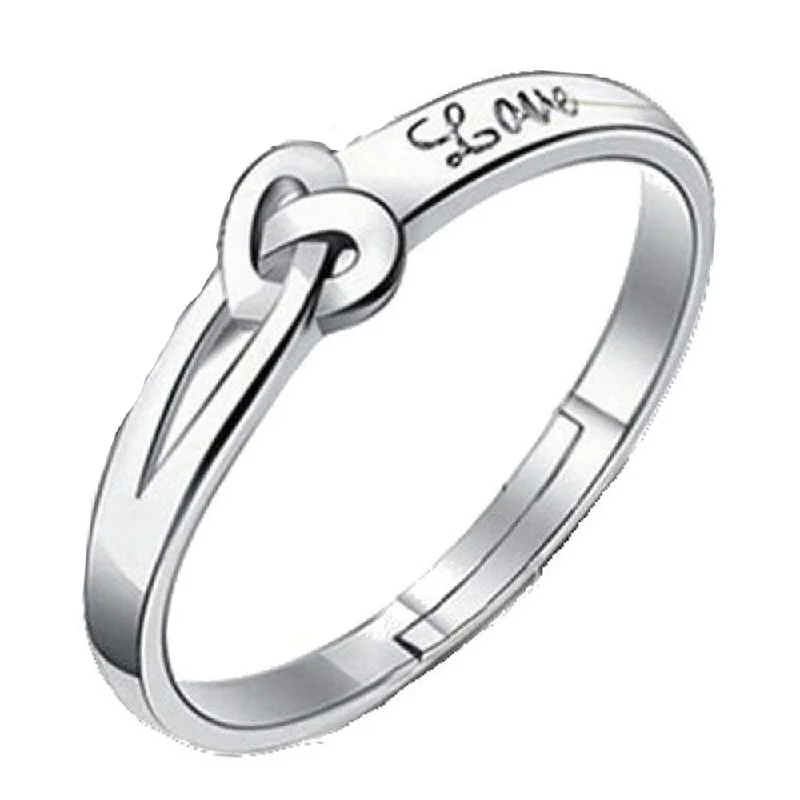 Women’s luxury rings-Mahi Heart Love Silver Color Adjustable Finger Ring for Women (FR1103118R)