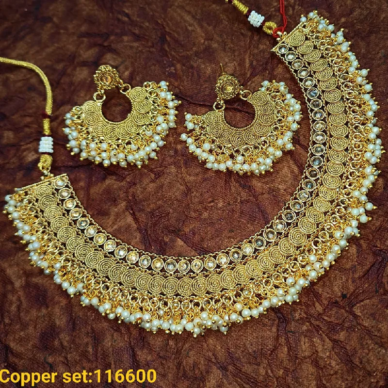 Women’s vintage gold necklaces-Padmawati Bangles Copper Gold Plated Necklace Set