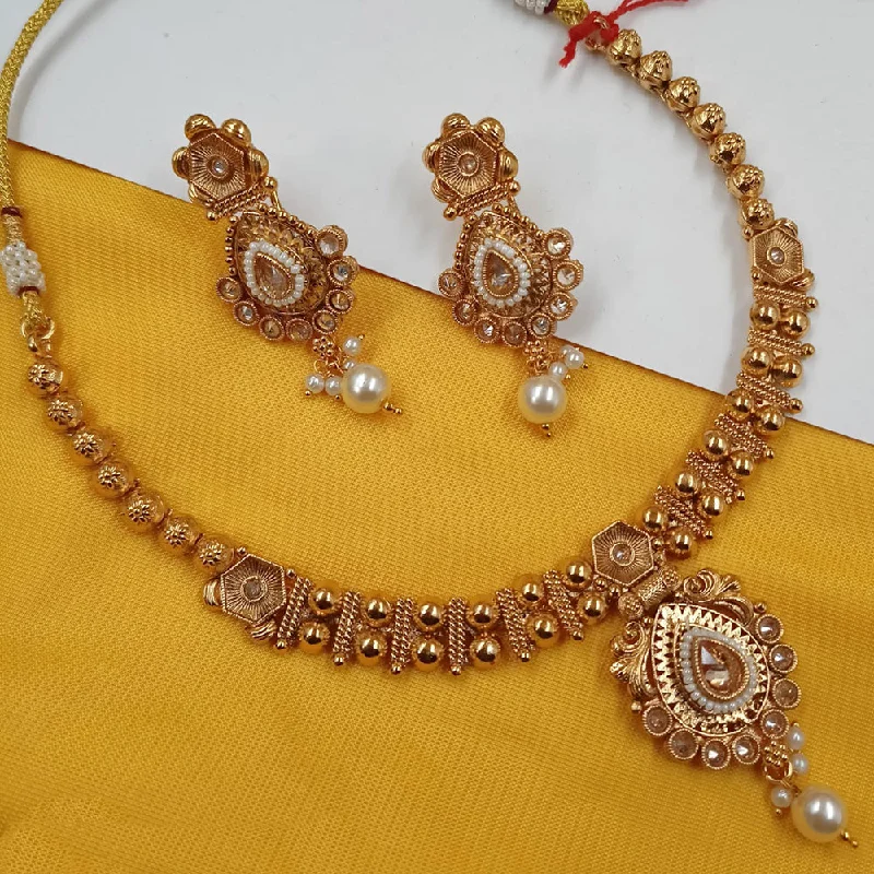 Women’s diamond necklaces-Padmawati Bangles Copper Gold Plated Necklace Set