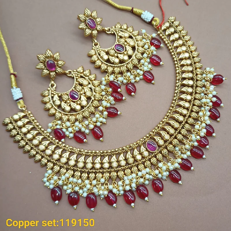 Women’s turquoise necklaces-Padmawati Bangles Copper Gold Plated Necklace Set