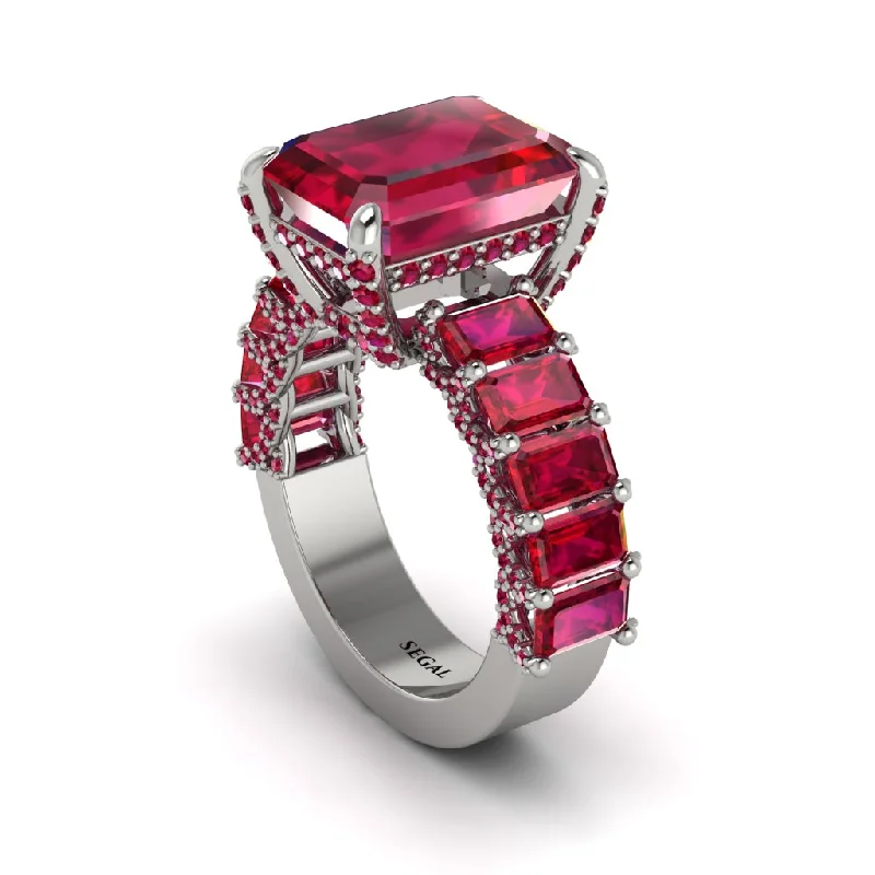 Women’s engagement rings with special engraving-Luxury Emerald Cut Ruby Engagement Ring - Nadia No. 57