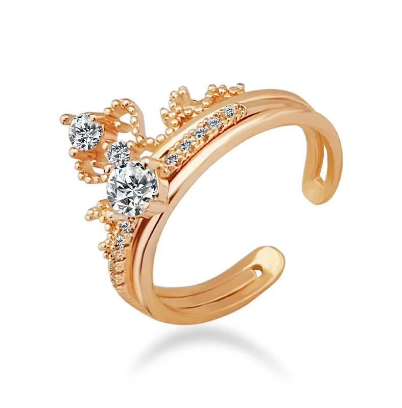 Women’s wedding ring sets-Urbana Gold Plated Ring With Crystal Stone