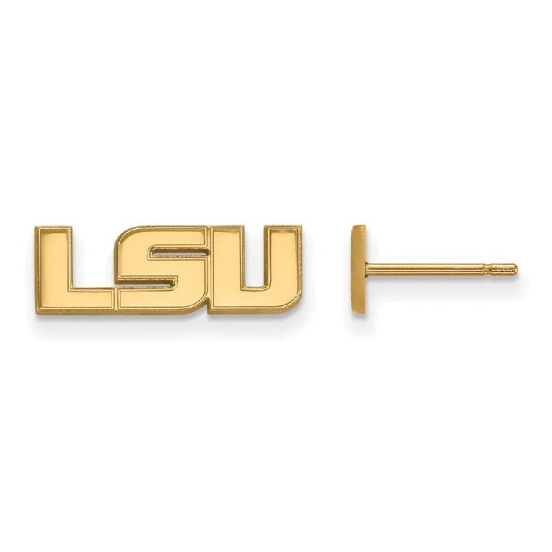 Women’s custom earrings-14k Yellow Gold Louisiana State University XS 'LSU' Post Earrings