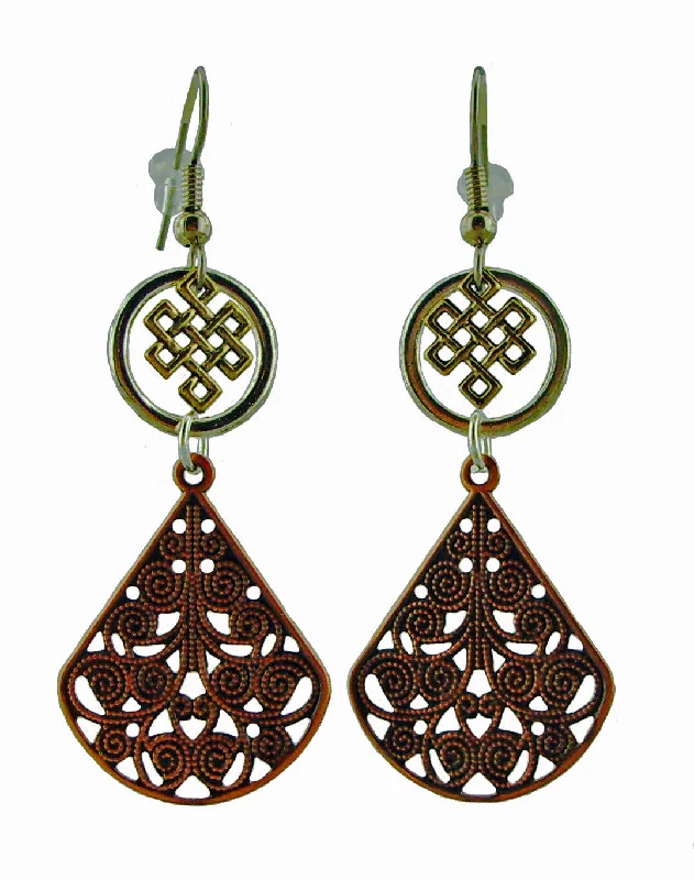 Women’s floral drop earrings-Metal Lace Earrings