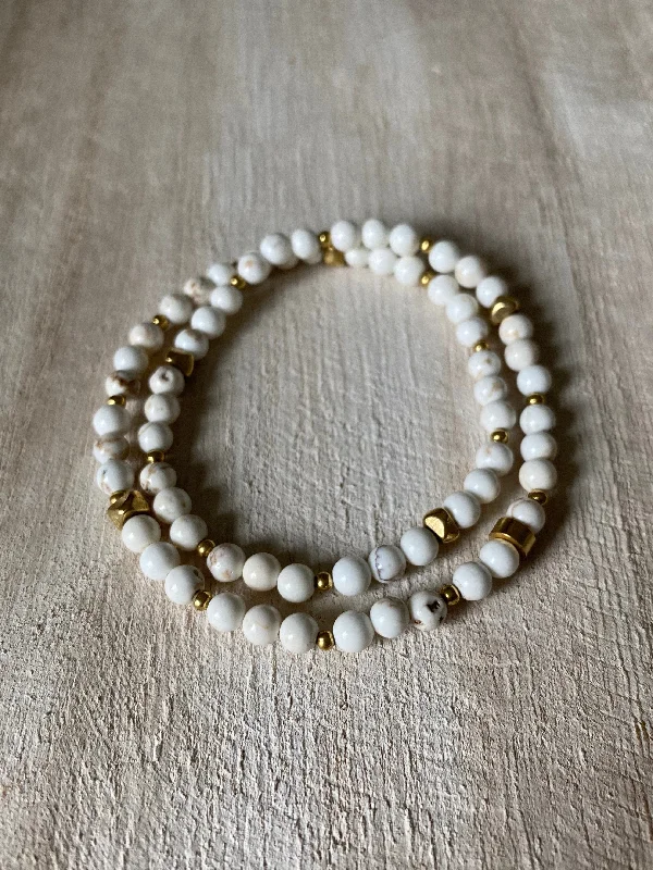 Women’s wedding bracelets-WHITE MAGNESITE | MINI LUNA WRAP BRACELET