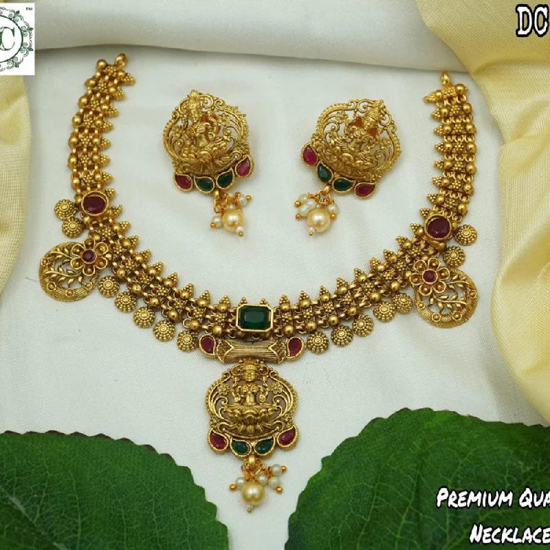 Women’s textured necklaces-Diksha Collection Gold Plated Temple Necklace Set