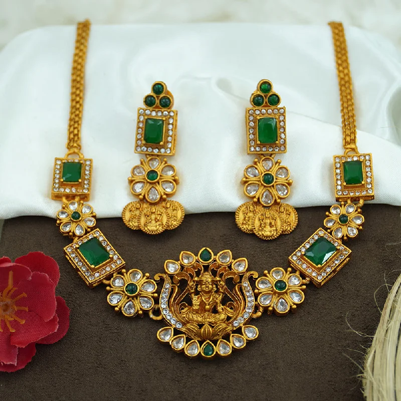 Women’s romantic necklaces-Diksha Collection Gold Plated Temple Necklace Set