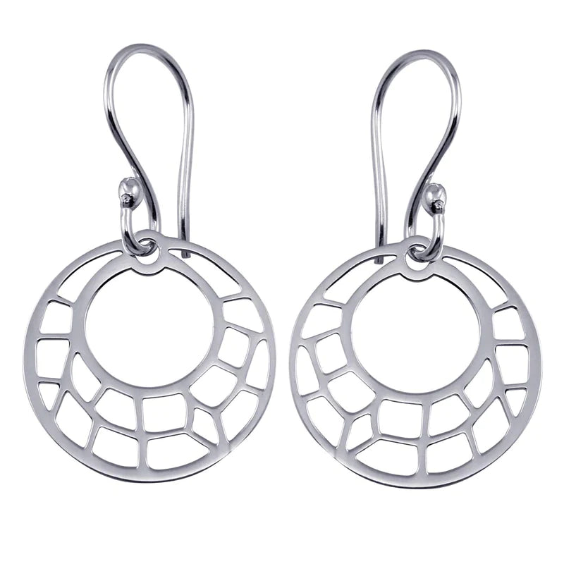 Women’s modern earrings-Silver 925 Dangling Flat Round Design Earrings