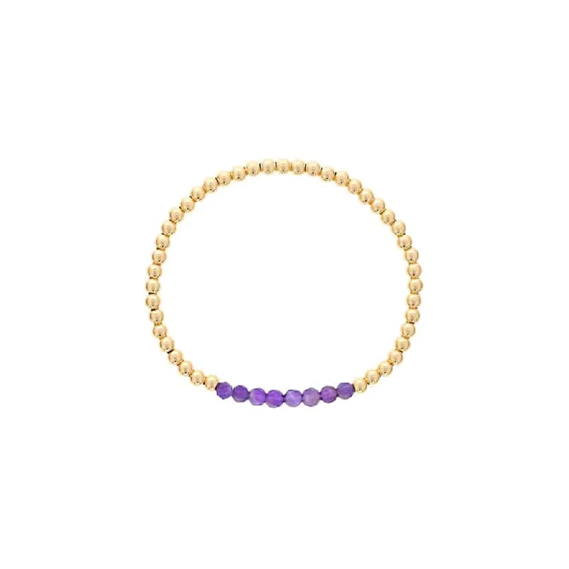 Women’s pearl bracelets-Gold Filled Amethyst Bead Stretch Bracelet by Dee Berkley