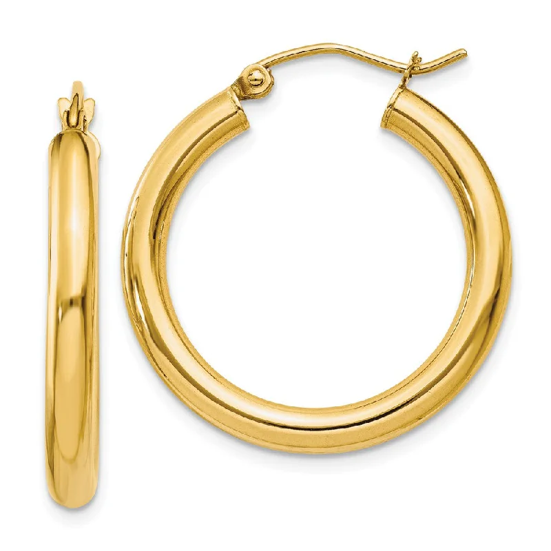 Women’s creative earrings-3mm x 25mm 14k Yellow Gold Classic Round Hoop Earrings