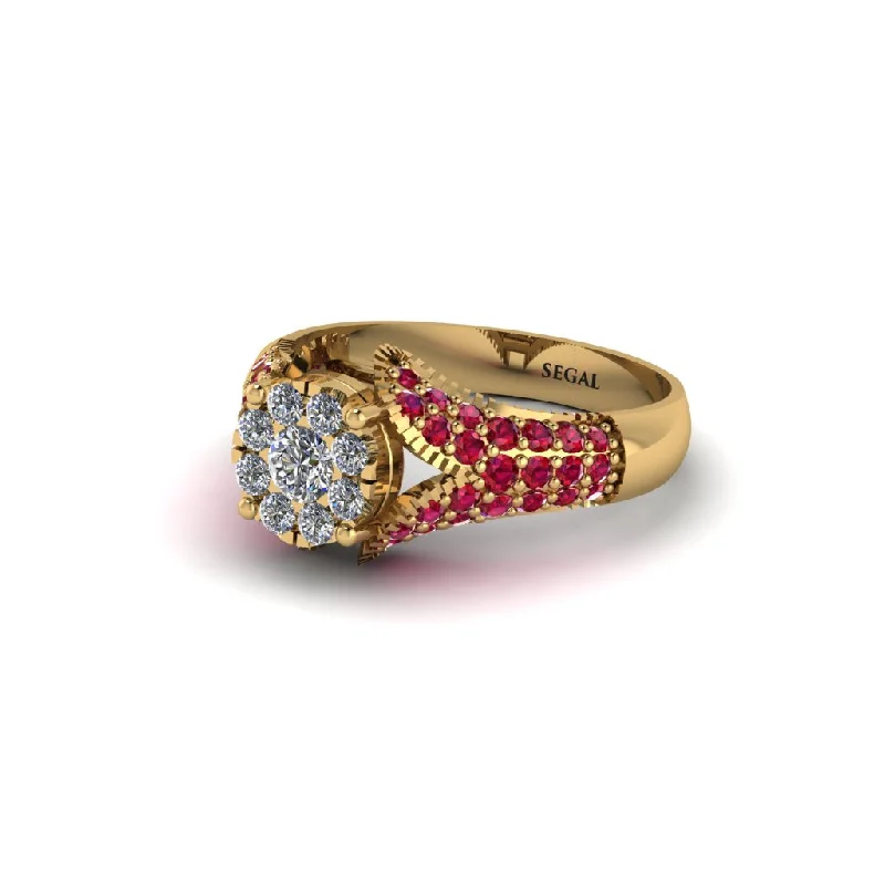 Women’s unique engagement rings-Ruby Floral Cluster Engagement Ring  - Penelope No. 46