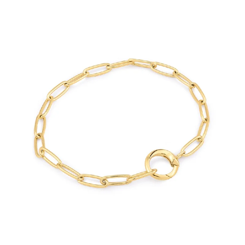 Women’s bohemian bracelets-Yellow Gold Plated Charm Connector Link Bracelet by Ania Haie