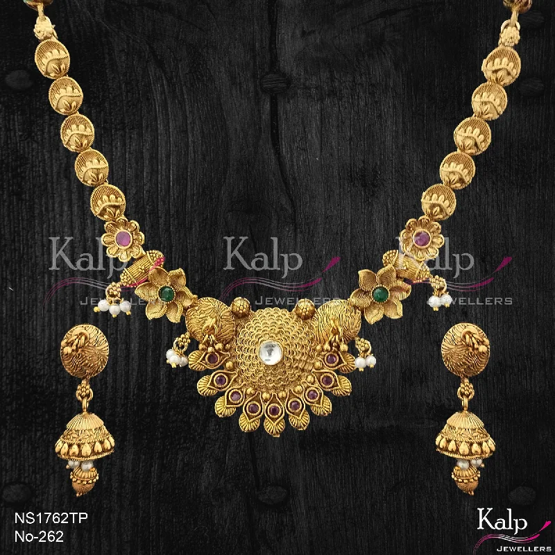 Women’s diamond pendant necklaces-Kalp Jewellers Copper Gold Plated Necklace Set