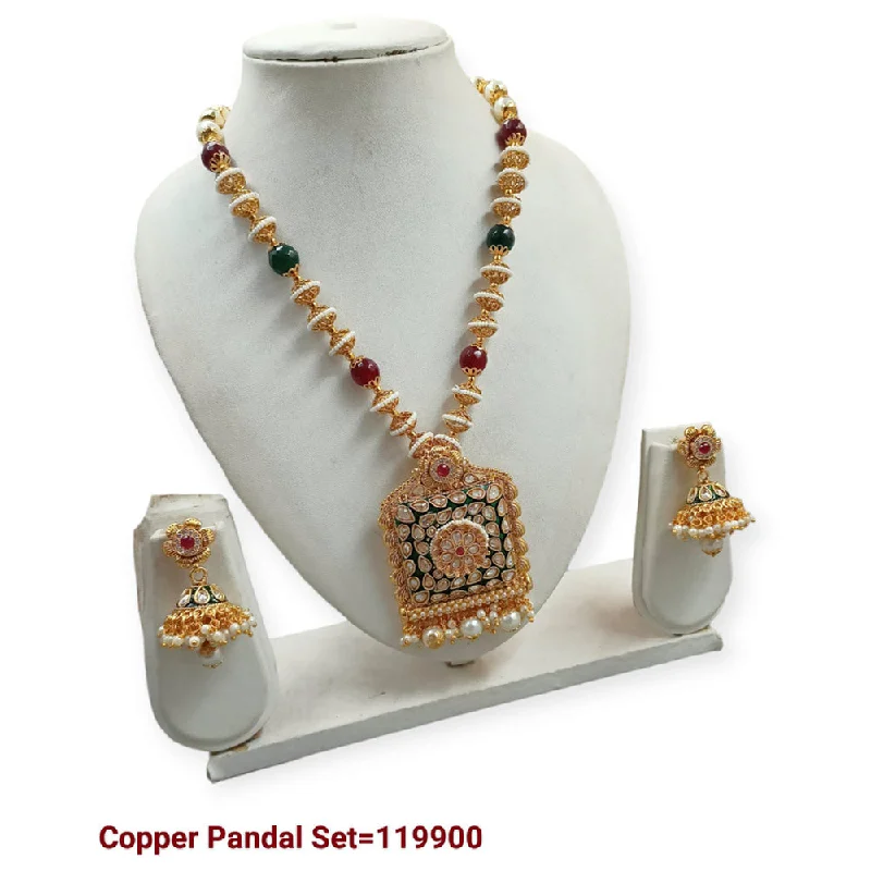 Women’s collar necklaces-Padmawati Bangles Copper Gold Long Necklace Set